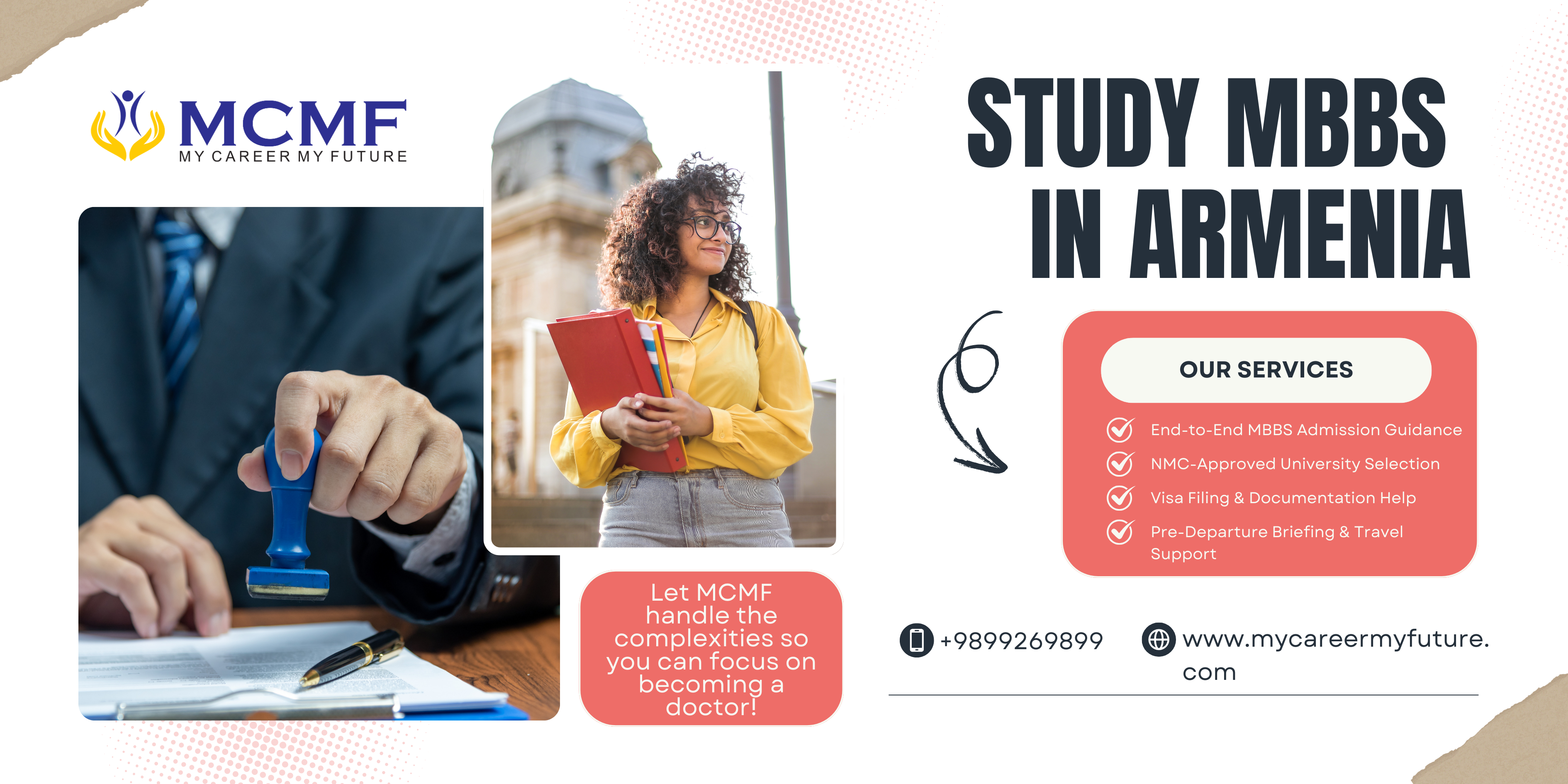 Study at NMC-approved medical universities in Armenia with complete admission-to-visa support from MCMF. Affordable fees, English medium, and trusted by thousands of NEET-qualified Indian students.